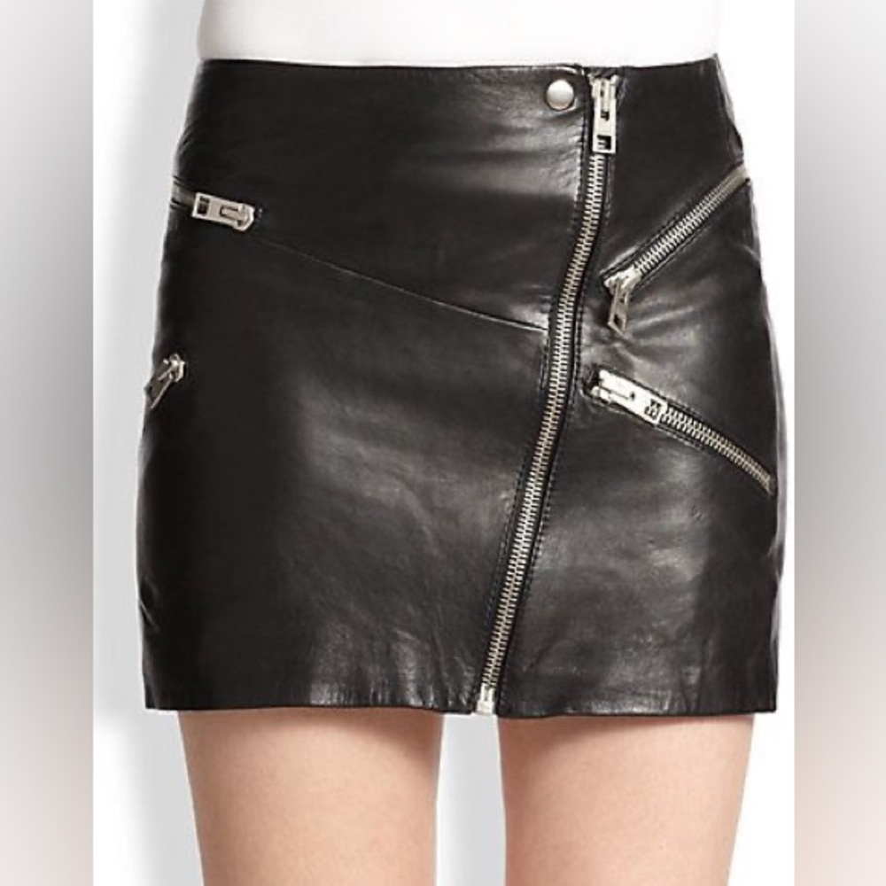 The Kooples Black Leather Skirt